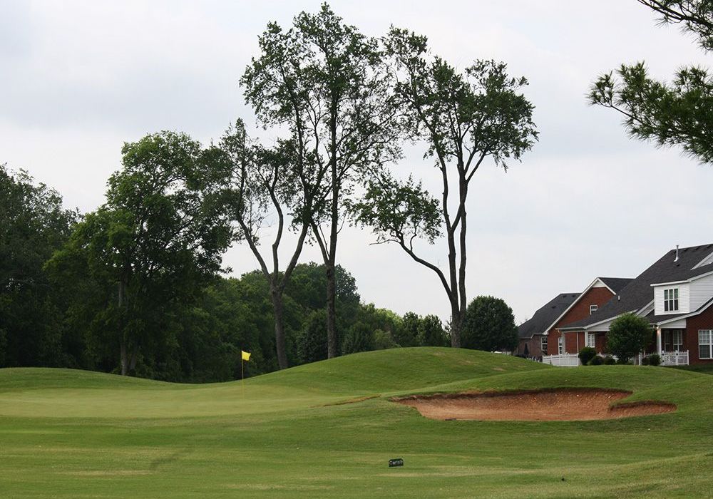 golf course green with sand trap
